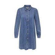 Blå Only Denim Kjole Onlalma L/S Dress Kjole