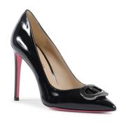 Svart Patent Skinn Signatur Spenne Pumps