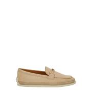 Beige Skinnloafers med Snøredetalj