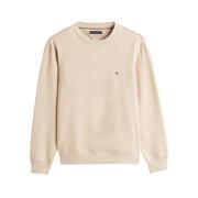 Beige Crewneck Sweatshirt med Brodert Logo