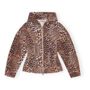 Leopard Heavy Fleece Zip Hoodie Jakke