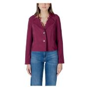 Fuchsia Revers Krage Blazer Knappelukking