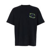 Svart Crewneck T-skjorte med Logo Broderi