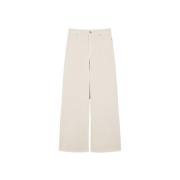 Beige Wide Leg Bomullsbukser Medina