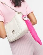 Love Moschino embossed hearts shoulder bag in ivory-White
