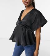 Blume Maternity satin top with kimono sleeve in black