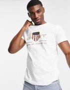 Gant archive shield embroidered logo t-shirt in white