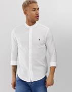 Polo Ralph Lauren player logo grandad collar pique shirt slim fit in w...