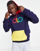 Polo Ralph Lauren front logo colourblock hoodie in navy