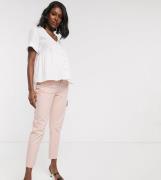 ASOS DESIGN Maternity mom jeans in washed pink with over the bump band