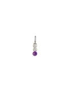 Pearl Stick Charm 4Mm Silver Purple Design Letters