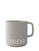Vip Favourite Cup With Handle Grey Design Letters