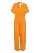 Slfgulia Ss Wrap Jumpsuit B Orange Selected Femme
