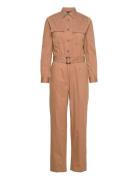 Britt Organic Cotton Cargo Jumpsuit Brown Lexington Clothing