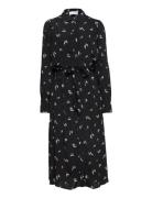 Slfwalda Ls Aop Midi Dress Black Selected Femme