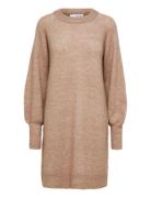 Slflulu Ls Knit Dress O-Neck B Noos Beige Selected Femme