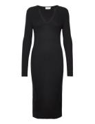 Rib Open Neck Dress Black Calvin Klein