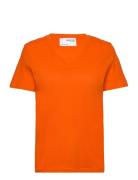 Slfessential Ss V-Neck Tee Noos Orange Selected Femme