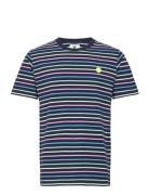 Ace Stripe T-Shirt Navy Double A By Wood Wood
