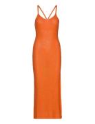 Knitted Dress With Sequin Detail Orange Mango