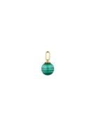 St Drop Charm 8Mm Gold Plated Green Design Letters