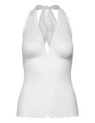 Silk Halter Neck W/ Lace White Rosemunde