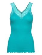 Organic Top W/ Lace Blue Rosemunde