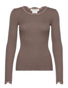 Rwbabette Ls Regular Lace T-Shirt Brown Rosemunde