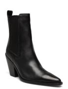 Cowboy-Style Leather Ankle Boots Black Mango