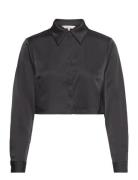 Onlpilar Ls Cropped Satin Shirt Wvn Black ONLY