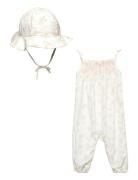 Floral Smocked Jumpsuit & Hat Set White Ralph Lauren Baby
