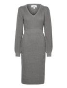 Vmgeorgine Ls V-Neck Calf Knit Dress Vma Grey Vero Moda