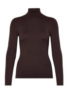 Slflydia Ls Knit Rollneck Lurex B Brown Selected Femme