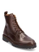 Slhricky Leather Lace-Up Boot Brown Selected Homme