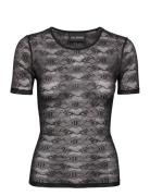 Lace Monogram Short Sleeve Black HAN Kjøbenhavn