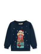 Kmgyda Xmas L/S O-Neck Sequins Box Swt Navy Kids Only