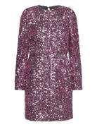 Slfcolyn Ls Short Sequins Dress B Pink Selected Femme