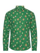 Onsalf Xmas Cookie Aop Slim Poplin Shirt Green ONLY & SONS