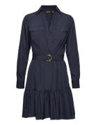 Belted Crepe Shirtdress Navy Lauren Ralph Lauren