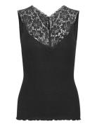 Silk Top Regular W/ Lace Black Rosemunde