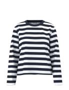 Slfessential Ls Striped Boxy Tee Noos Navy Selected Femme