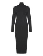 Turtleneck Ribbed Midi-Dress Black Mango