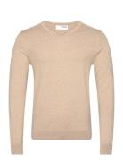 Slhberg Ls Knit V-Neck Noos Beige Selected Homme