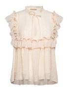 Sleeveless Blouse With Flounce Cream Stella Nova