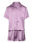 Pajama Satin Set Short Purple Lindex