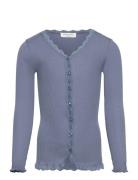 Silk Cardigan Regular Ls W/ Lace Blue Rosemunde Kids