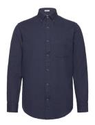 Reg Herringb Flannel Shirt Navy GANT