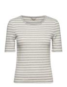 Slim Striped 1X1 Ribbed Ss T-Shirt Grey GANT