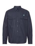 Carson Herringb Shirt Navy Double A By Wood Wood