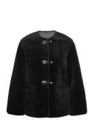 Fur-Effect Coat With Appliqués Black Mango